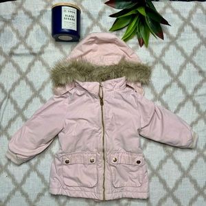 Girls pink winter coat with fur hood